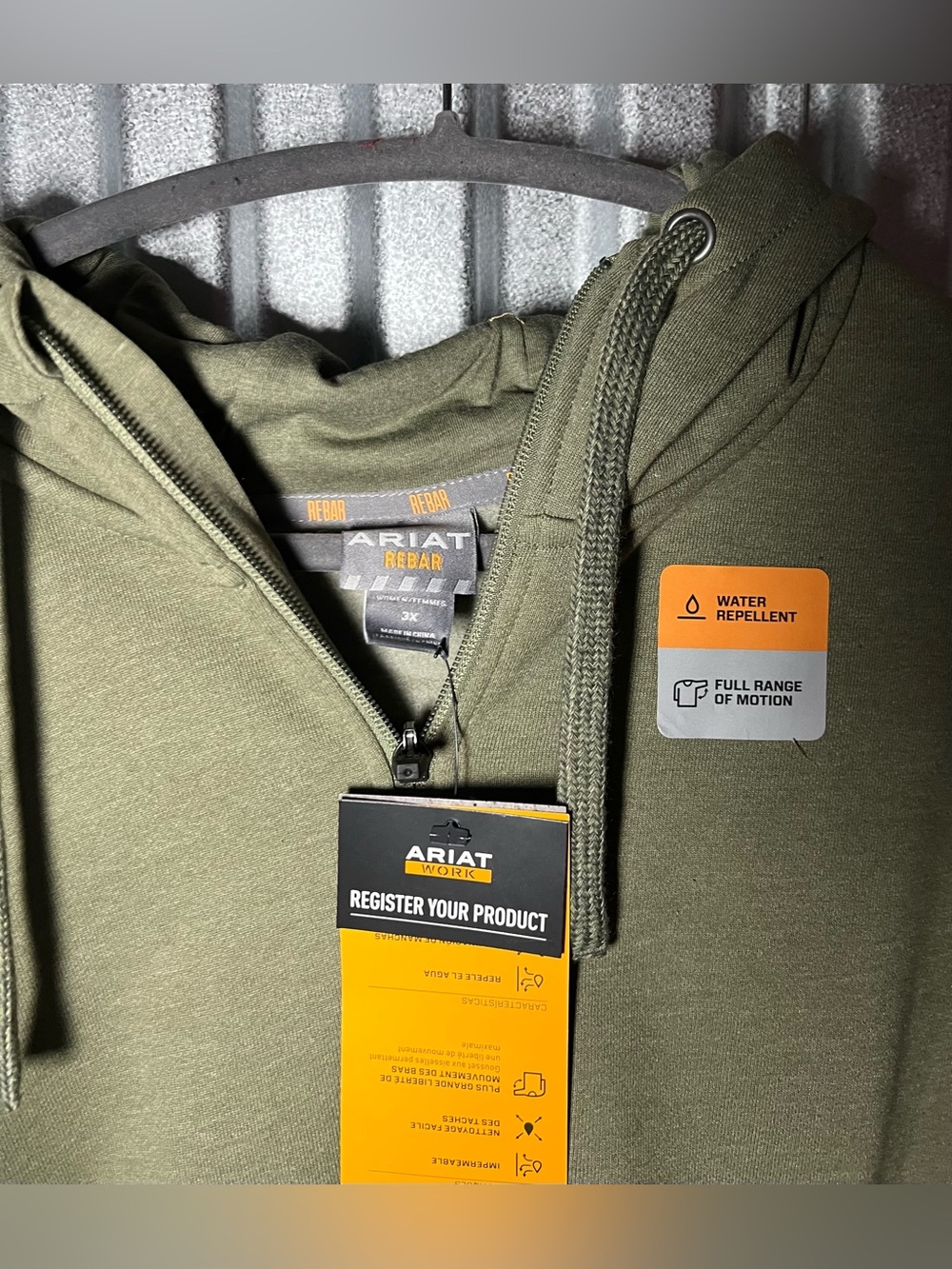 Ariat Rebar 1/4 zip Hoodie in Olive Green 3x NWT - Picture 2 of 4